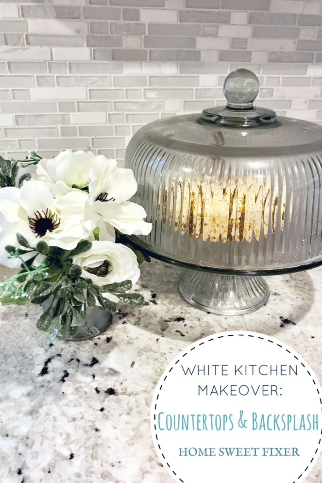 White Kitchen Makeover-Countertops and Backsplash-HOME SWEET FIXER
