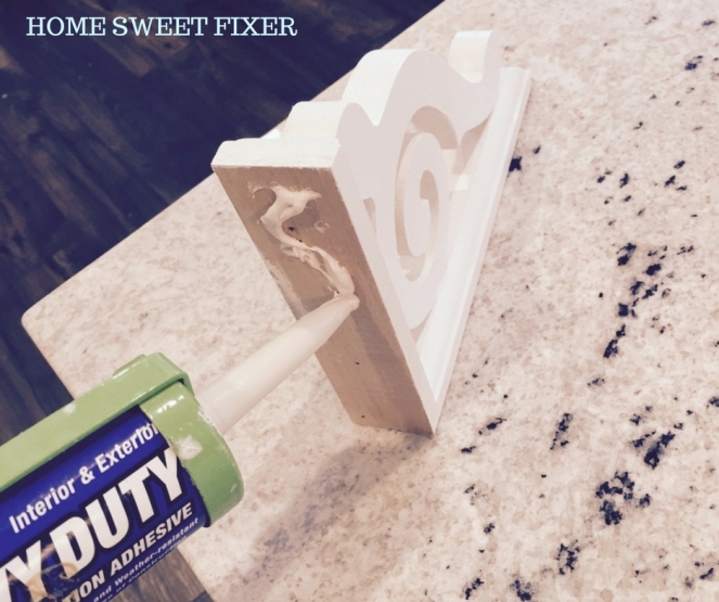 Construction Adhesive on Painted White Wooden Corbel-HOME SWEET FIXER