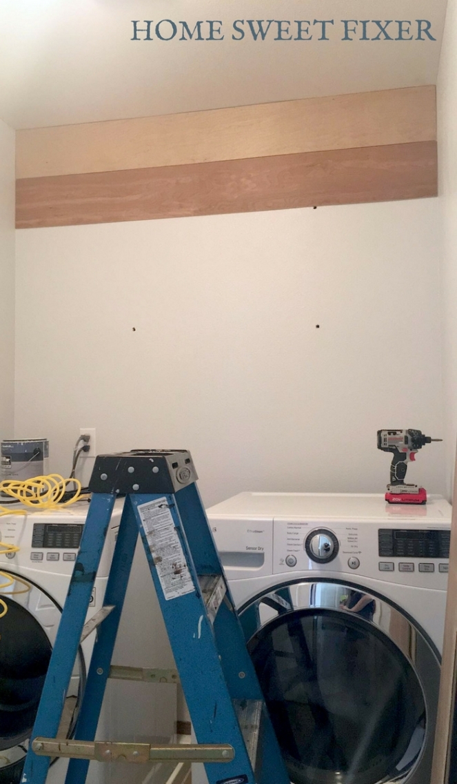 DIY Frmhouse Laundry Room Makeover-Plywood Wall Planks-HOME SWEET FIXER