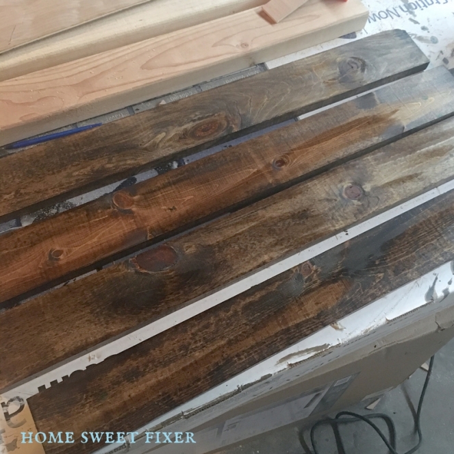 Stained Wood Boards for DIY Farmhouse Laundry Room Folding Tabletop-home sweet fixer