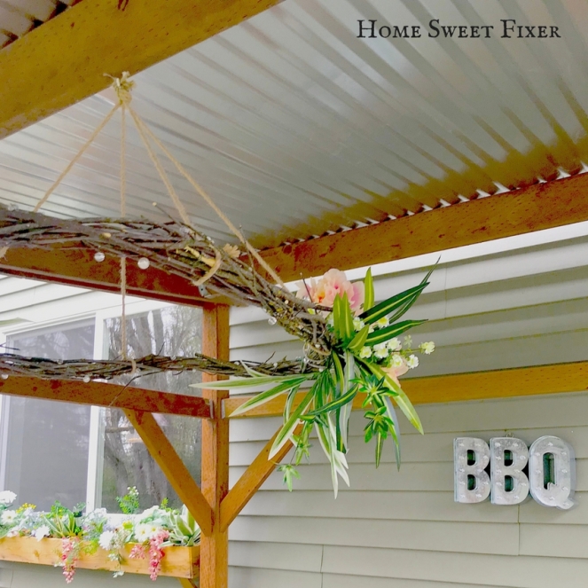 DIY Rustic Battery Operated Branch Chandelier-Home Sweet Fixer