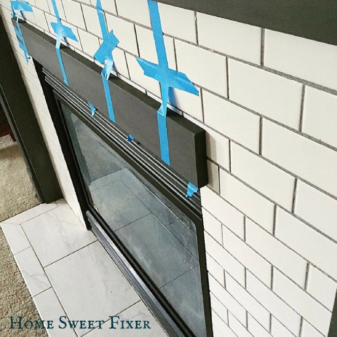 DIY Subway Tile Fireplace and Gray Trim-Home Sweet Fixer
