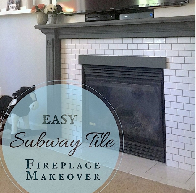 Easy Subway Tile Fireplace Makeover-HOME SWEET FIXER