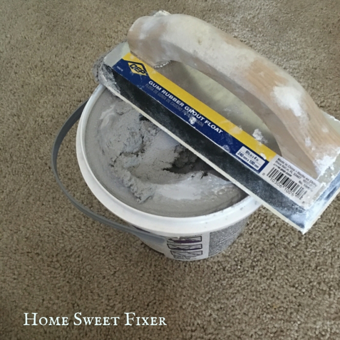 Gray Grouth and Tile Trowel for DIY Tile-Home Sweet Fixer