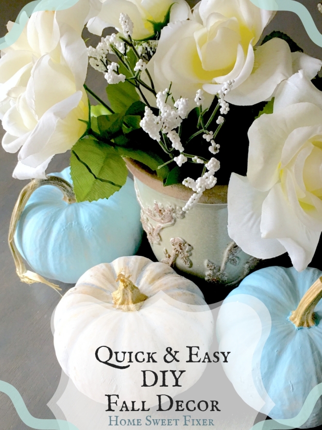 Quick &amp; Easy DIY Fall Decor Ideas-Blue Pumpkins-Home Sweet Fixer