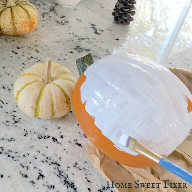 White Halloween DIY Painted Pumkin-Fall Decoration-Home Sweet Fixer